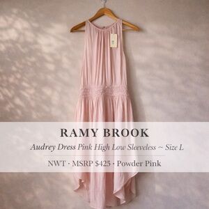RAMY BROOK Audrey Dress Pink High Low Sleeveless Size L NWT